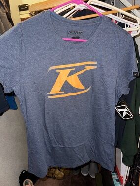 New Klim Brand Women's Short Sleeve Logo Tee Blue Size Medium